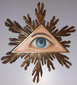 Płaskorzeźba drewniana - Oko Boże 15 cm