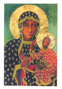 Matka Boża Częstochowska - Obraz na desce z złoceniami