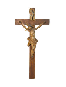 Krzyż z pasyjką, rzeźba drewniana, wysokość 105 cm