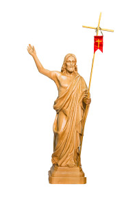 Jezus Zmartwychwstały, rzeźba bejcowana, wysokość 55 cm