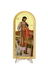 Święty Józef - Ikona z Islandii - Obraz półokrągły, 9,5 x 20 cm