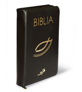 Biblia z rybką (oprawa skóra naturalna czarna z suwakiem)