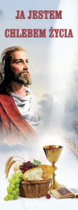 Baner na Boże Ciało "Ja jestem chlebem życia" 75x200 cm