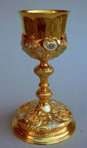 Kielich mszalny złocony, wysokość 27 cm