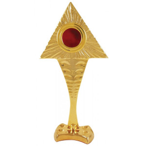 Relikwiarz z symbolem oka opatrzności, mosiężny, złocony, wysokość 25 cm