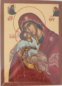 Ikona bizantyjska - Matka Boża Czuła, 9 x 12,5 cm
