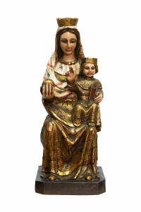 Madonna, drewniana rzeźba antyczna, wysokość 42 cm