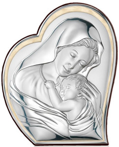 Obrazek srebrny z wizerunkiem Matki Bożej ze złoceniami