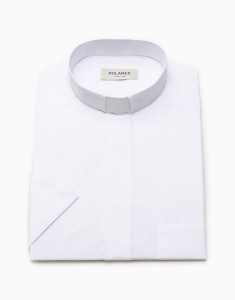 Promocja Koszula kapłańska krótki rękaw 60% bawełna 40% poliester kolor biały 