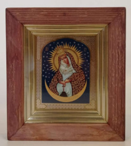 Ikona Drewniana Matka Boska Ostrobramska, 17 cm x 19 cm