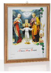 Obrazek komunijny w ramce z personalizacją Święta Rodzina