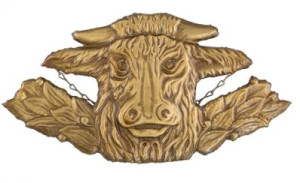 Symbol ewangelisty św. Łukasza -aplikacja sakralna, ornament na ołtarz lub ambonę (1)