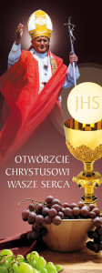 Baner na Boże Ciało "Otwórzcie.." bordowy 75x200 cm