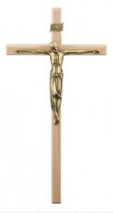Krzyż drewniany, wiszący, jasny, wysokość 24 cm 
