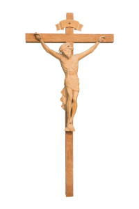 Krzyż z pasyjką, rzeźba drewniana, wysokość 66 cm