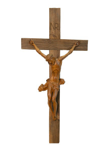 Krzyż z pasyjką, rzeźba drewniana, wysokość 120 cm