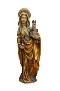 Święta Barbara, rzeźba drewniana, wysokość 80 cm
