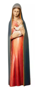 Figura Matka Boska z dzieciątkiem , rzeźba drewniana kolor, wysokość 18cm 