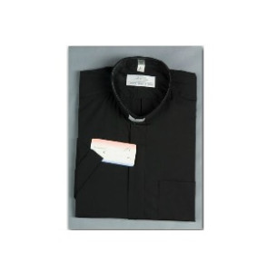 Koszula kapłańska czarna, długi rękaw, 80% bawełna
