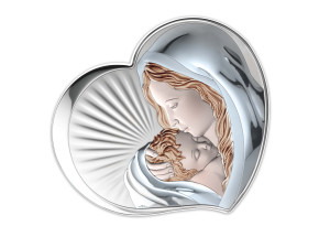 Obrazek srebrny z wizerunkiem Matki Bożej kolorowy