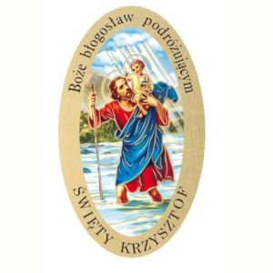 Święty Krzysztof plakietka samochodowa