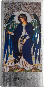 Archanioł Gabriel - deska ręcznie posrebrzana, 9 x 20 cm