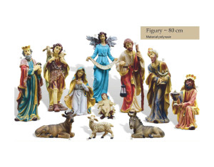 Figury do szopki bożonarodzeniowej z żywicy poliestrowej, wysokość  80 cm, 11 figur