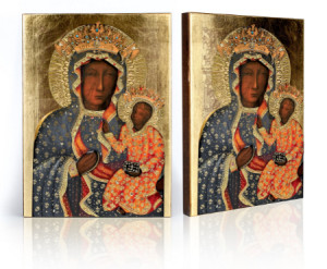 Ikona Matka Boża Częstochowska w sukni milenilnej, wysokość 23 cm