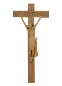 Krzyż z pasyjką, rzeźba drewniana, wysokość 60 cm