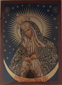 Ikona bizantyjska - Matka Boża Ostrobramska, 9 x 12,5 cm