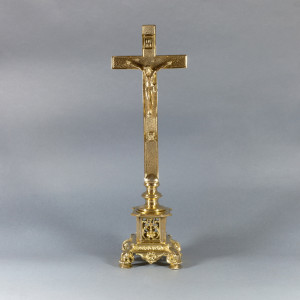 Krzyż ołtarzowy, mosiężny, wys. 42 cm