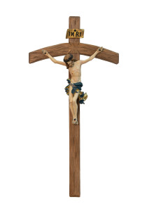 Krzyż w stylu barokowym, rzeźba drewniana, wysokość 90 cm