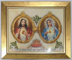 Obraz w ramie Serce Jezusa i Serce Maryi, 30 x 25 cm