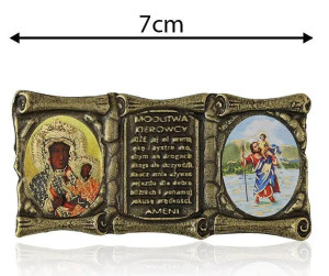 Plakietka samoprzylepna - św. Krzysztof i MB Częstochowska z modlitwą kierowcy