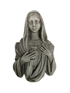 Płaskorzeźba gipsowa szara 7x11 cm - Serce Najświętszej Maryi Panny 