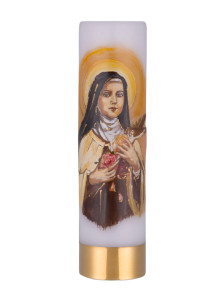 Świeca ołtarzowa na wkład olejowy, ręcznie malowana z postacią św. Teresą, wys. 30/7cm