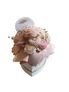 Bukiecik ze świec - flower box / candle box Kremowy Beż Z Napisem Kocham Cię Mamo