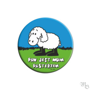 Znaczek Button PAN JEST MOIM PASTERZEM – baranek