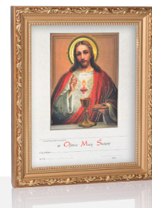 Obrazek komunijny w ramce z personalizacją Jezus Chrystus z Eucharystią