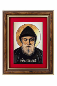 Święty Carlo Acutis- Ceramika drewniana w ramce