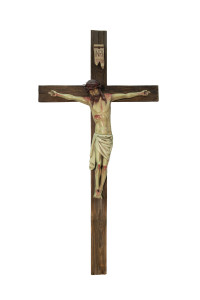 Krzyż z pasyjką, rzeźba drewniana, wysokość 204 cm