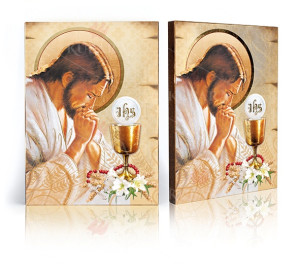 Ikona z wizerunkiem Jezusa Chrystusa  - Pamiątka Pierwszej Komunii Świętej - GRAWER GRATIS