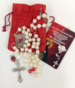 Różaniec Jubileuszowy z tarczą Najświętszego Serca Pana Jezusa i relikwiami Św. Małgorzaty Alacoque