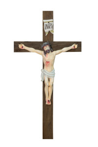Krzyż w stylu gotyckim, rzeźba drewniana, wysokość 120 cm