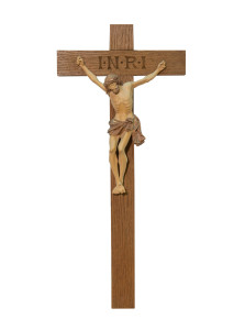 Krzyż z pasyjką, rzeźba drewniana, wysokość 62 cm