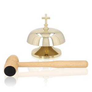Gong pojedynczy- mosiądz - drewniany młotek - 20 cm