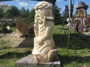 Chrystus Frasobliwy - duża ręcznie wykonana rzeźba w drewnie lipowym