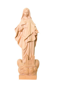 Madonna z Medjugorie, drewniana rzeźba, wysokość 30 cm