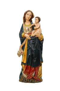 Madonna, drewniana rzeźba antyczna, wysokość 58 cm