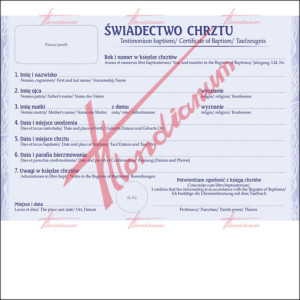 Świadectwo chrztu (języki)